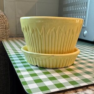 Morton USA Yellow Ceramic Pot with Saucer